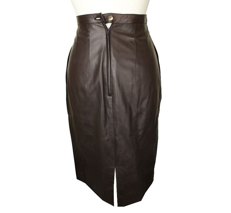 Gonna Saint Laurent in pelle di agnello marrone 36 26809269