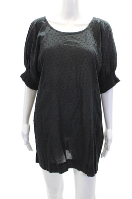 Malia Mills Womens Cotton Polka Dot Short Sleeve Shift Dress Black Size 6