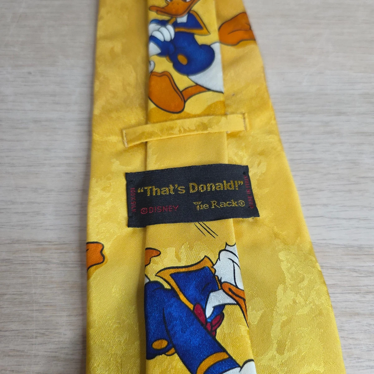 Walt Disney That's Donald Donald Duck Novelty Silk Made In Italy Necktie Yellow