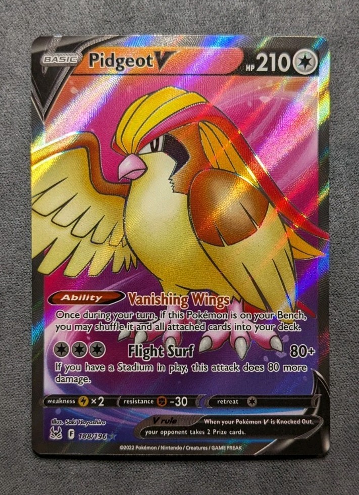 Pidgeot V - 188/196 - Pokemon Lost Origins Sword Shield Full Art Ultra Rare NM