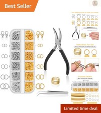 1200Pcs Silver Gold Jump Rings Kit with Pliers for Jewelry Making Repair