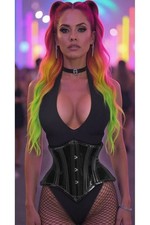 Clear Black Underbust Mini Waist Cincher Plastic Rave Edm Festival Cyber Club