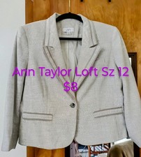 Ann Taylor Loft Women s Striped Lined Single Breast Suit Jacket Size 12