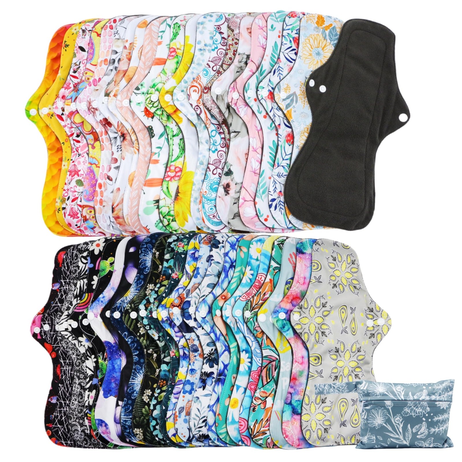 Reusable Cloth Menstrual Pads Large Random Prints Waterproof Sanitary Pads (5...
