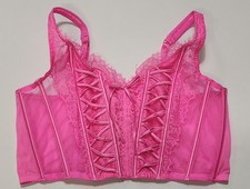 Victoria's Secret Dream Angels XL Unlined Lace-Up Corset Top Bra bright pink