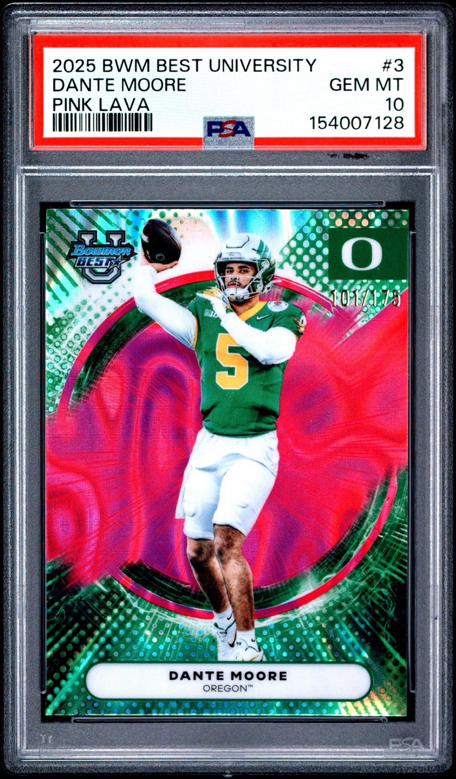 Topps 2025 Bowman Best University Dante Moore Pink Lava /175 PSA 10 *POP 3*