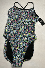 TYR Women's SIZE 36 LARGE Durafast Hexa TrinityFit Swimsuit Geometric Colors