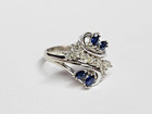 BEAUTIFUL 14kw Gold Natural Sapphire & Diamond Lasso Bypass Cluster Ring Sz 7.25 — photo 3