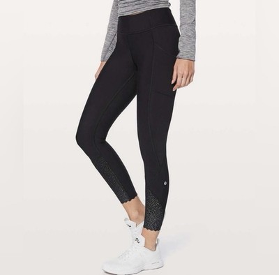 Lululemon Tight Stuff Tight II Black Reflective Leggings 25'' Size 6 - W5BBVS