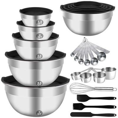 Elegant Black Mixing Bowls Set with Airtight Lids   Ultimate Kitchen Essentials