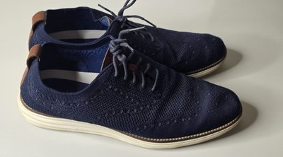 Cole Haan Zero Grand StitchLite Shoes Mens 10.5M Blue Knit Wingtip Oxford C27960