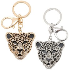 Keychain Exquisite RhinestoneEncrusted Leopard Head Car Bag Pendant