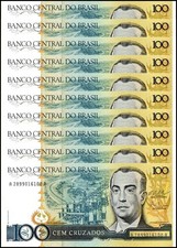 Brazil 100 Cruzados, 1987 ND, P-211c, UNC X 10 PCS