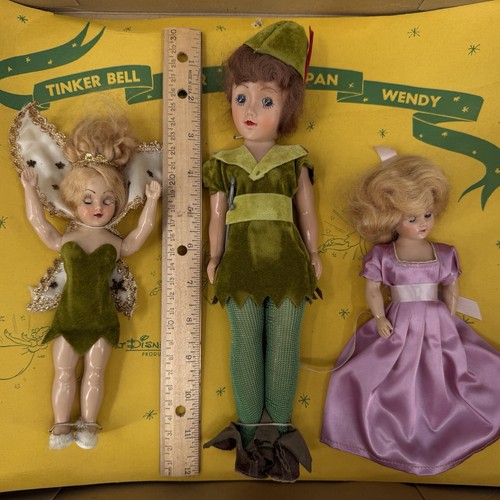 Vintage 50er Jahre Walt Disney Peter Pan Tinker Bell Wendy Puppen Set OVP - Bild 10 von 24