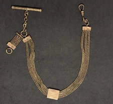 Vtg Victorian Gold Filled Pocket Double Watch Fob Vest 12" Chain W & SB Co Charm