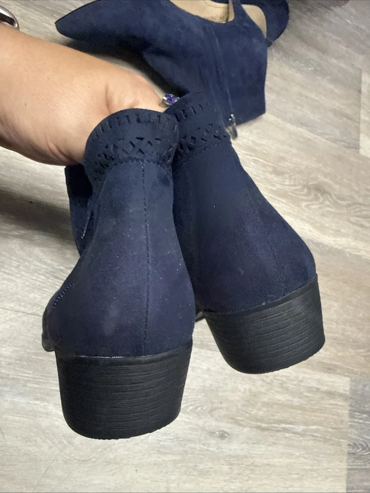 me too твердый синий ботинки лодыжки стержень закрытый носок молнии блок каблук размер 9 М - Изображение 4 из 4