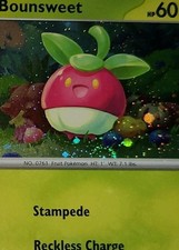 Fart Swirl 🌀 Bounsweet 16 Cosmos Holo Bleed Error Rare Pokémon TCG ✨️ Exclusive