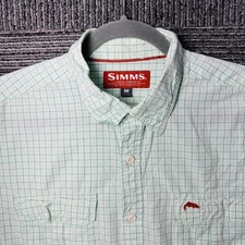 Simms Fishing Products Mens M Medium Plaid Button Down Shirt
