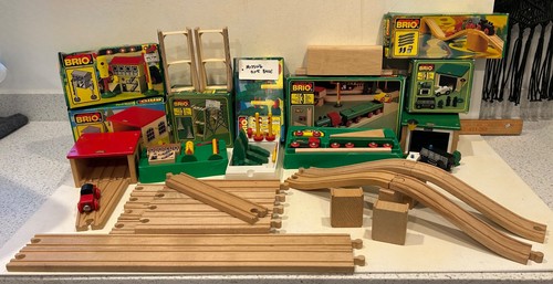 LOT of BRIO Vintage Sets / Trains / Track / Buildings / Cars - Most in Orig. Box