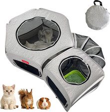 Portable Cat Playpen 2-Room with Tunnel, 3-In-1 Pop-Up Cat Dog Crate Play