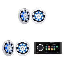 Kicker 2 Pair 51KM604WL KM 6.5" 4 LED Marine Coaxial Speakers - Pair , Bu...