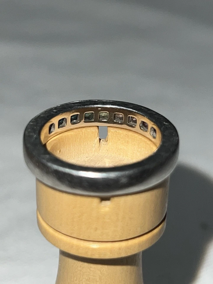 Anillo de boda de 10 piedras con zafiro arco iris banda de platino genuino para hombre 8,5” Foto 4 de 4