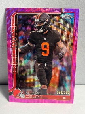 2025 Topps Chrome- Grant Delpit #76 - Pink Wave Refractor /250 Cleveland Browns