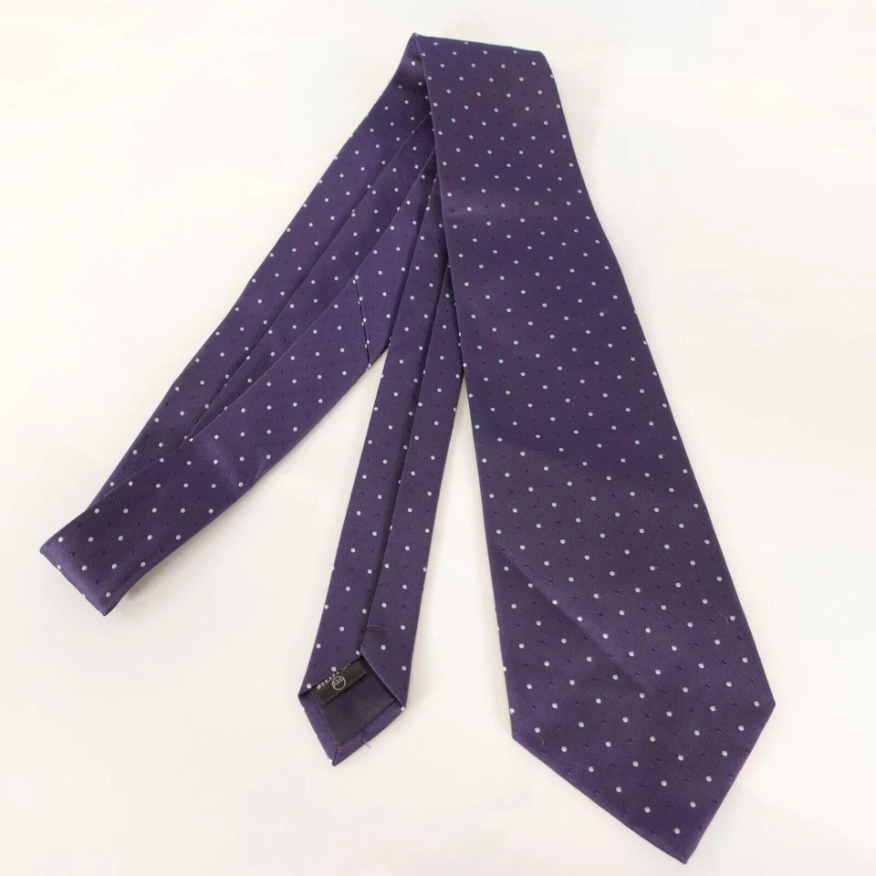 Corbata de cuello azul mini puntos repetición sólido para hombre seda moderno traje clásico VERDE VIDA Foto 3 de 4