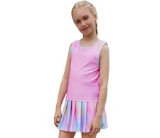 Girls Tennis Golf Dress Athletic Outfit Tie dye Tank Top and Skorts Sets Spor...