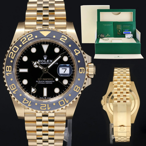 2026 NEW PAPERS Rolex GMT Master II Yellow Gold 126718 GRNR Ju...