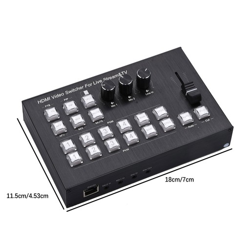 DC/12V 2A 4K Video Switcher HDMI Camera Stream Live Production Broadcast Station - Afbeelding 3 van 15