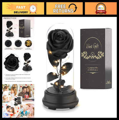 Eternal Black Rose in Dome - Preserved Flower Gift for Women, Mom, Wife, Grandma