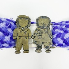 Vintage Brass Raggedy Anne  Andy Metal Belt Buckle  Belt VGUC Woven Detail