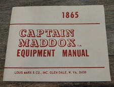 1960's-70's Marx Johnny West Capt. Maddox Equipment Manual FAF Version Nice