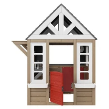 Uimoso Outdoor Wooden Playhouse Kids Garden Games Cottage with Door Window Sink