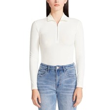 BB Dakota by Steve Madden Women's Size M Zip Service Rib Knit Bodysuit in Ivory