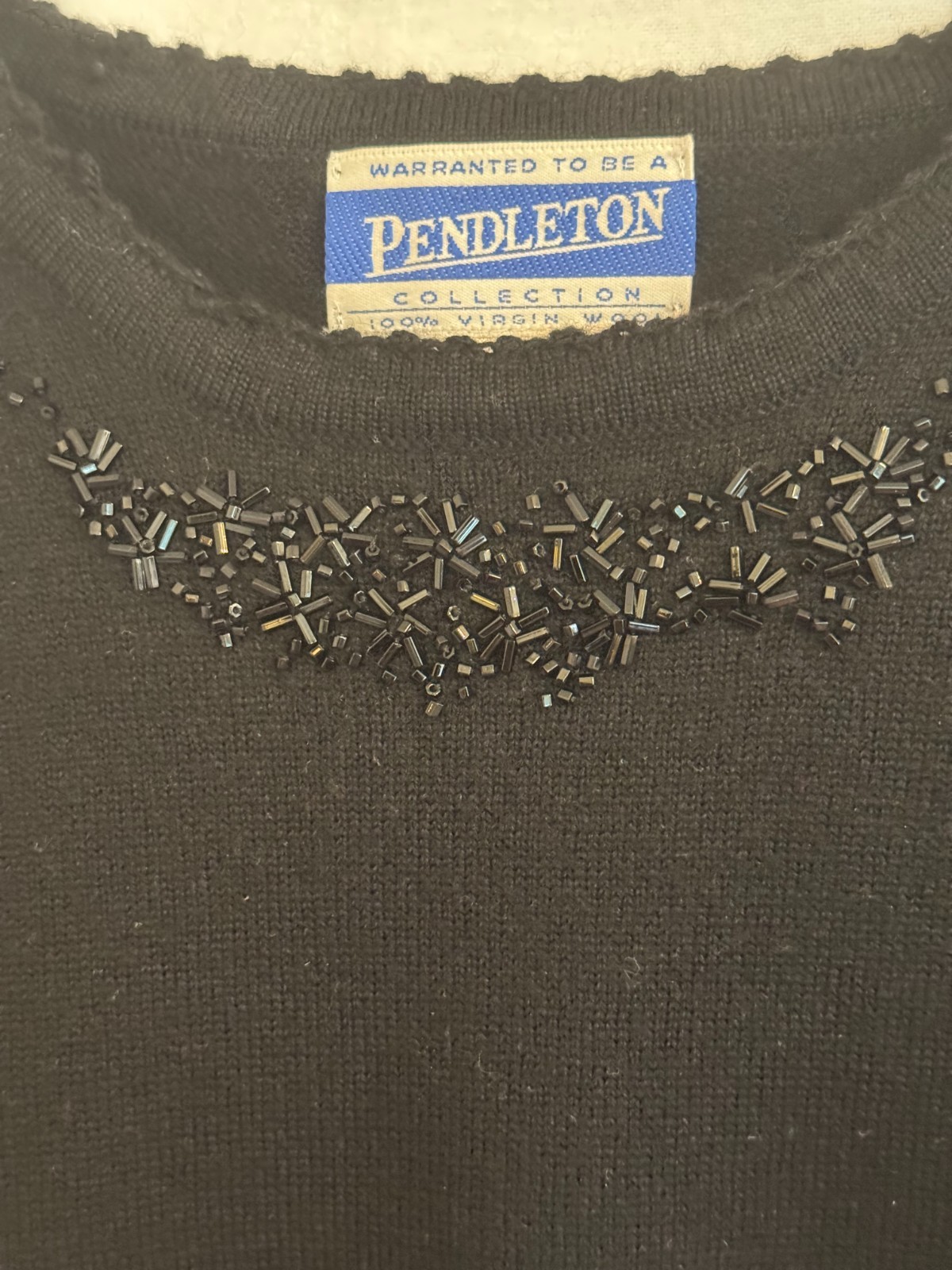 Black Pendleton 100% Wool Sh/Slv Pullover Sweater… - image 2