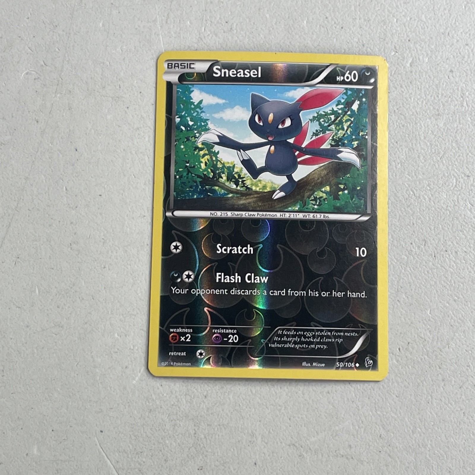 Pokemon TCG 2014 Flashfire Card -- Sneasel 50/106 Reverse Holo