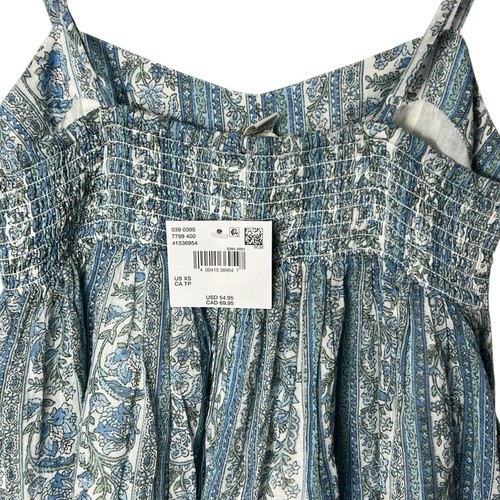 NWT American Eagle Tiered Babydoll Mini Dress XS Soft Blue Floral Strappy Boho - Picture 8 of 9