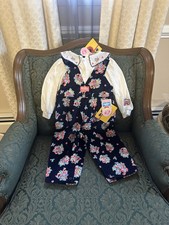 Vintage OshKosh B'gosh Overalls Set Toddler 3T RARE NWT Floral Deadstock USA