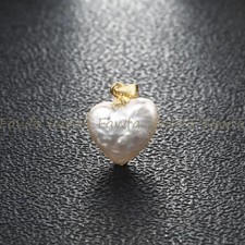 Genuino Natural 12mm Blanco Forma de Corazón Perla de Agua Dulce Perla Colgante Joyería