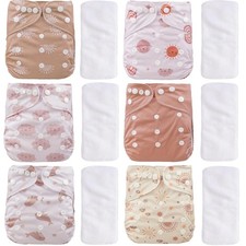 12 Set Reusable Adjustable Cloth Diapers for Newborn
