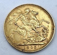 8g 1900 Victorian 22ct Gold Coin Full Sovereign Bullion Grade