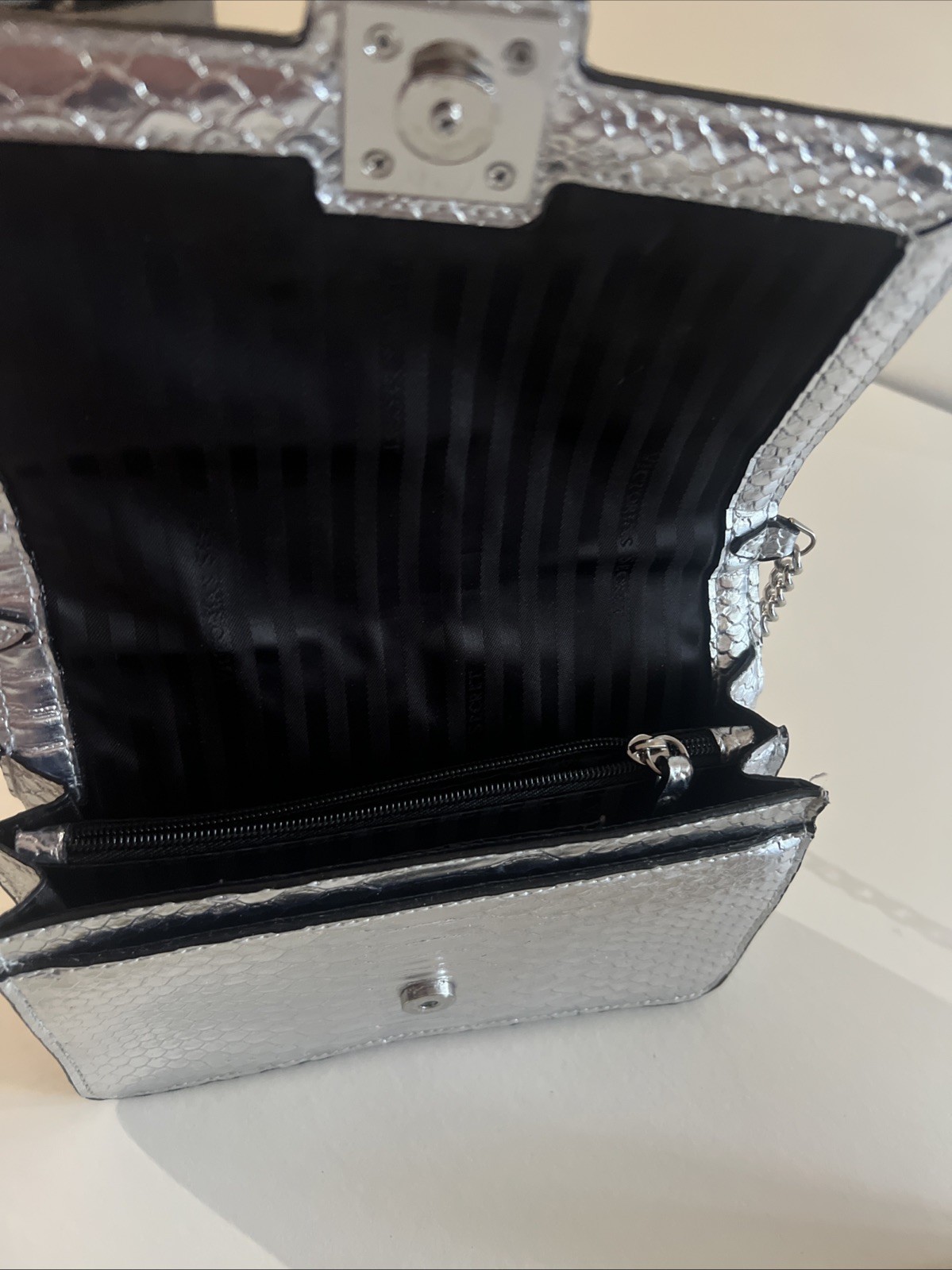 Victoria`s Secret Silver Metallic Python Crossbod… - image 4