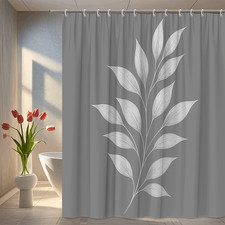 Elegant Grey Leaf Shower Curtain - Modern Bathroom Decor