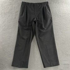 Oscar De La Renta Mens Pants Gray 38x30 Dress Pant Pleated 100% Wool