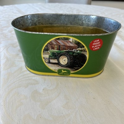 John Deere Galvanized Metal Ice Bucket Tin