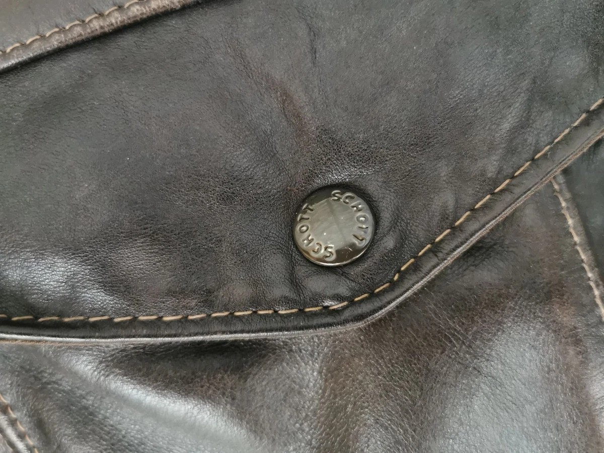 SCHOTT Ee.uu. N.y. C. Vintage A2 Piloto Volantes Chaqueta de Cuero Marrón T: 54
