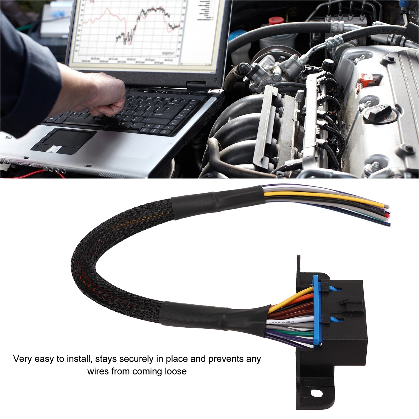 OBD2 Female-Open Cable 16PIN Rugged Wear Resistant Dash Port Pigtail Fixed Wire