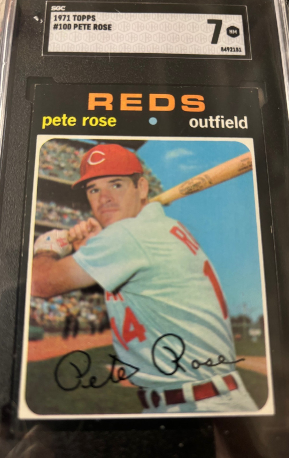 1971 Topps #100 Pete Rose REDS HOF SGC  7 NM Hit King! GOAT